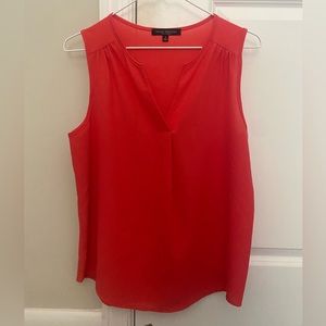 Hot pink sheer v neck tank top